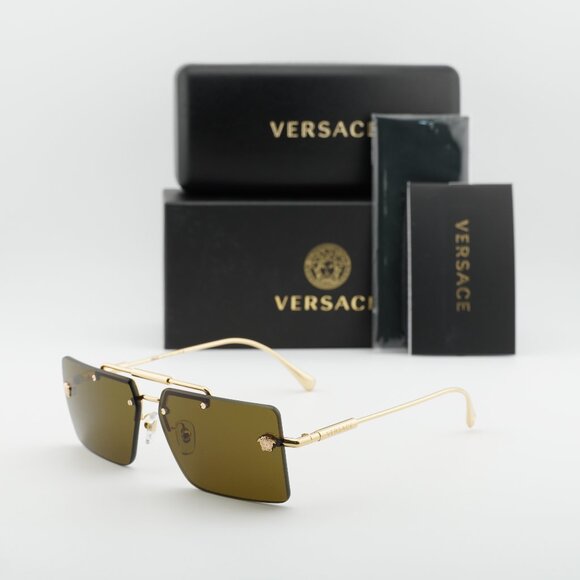 Versace VE2245 100273 Rectangle Sunglasses – Gold/Brown Gradient main image 9